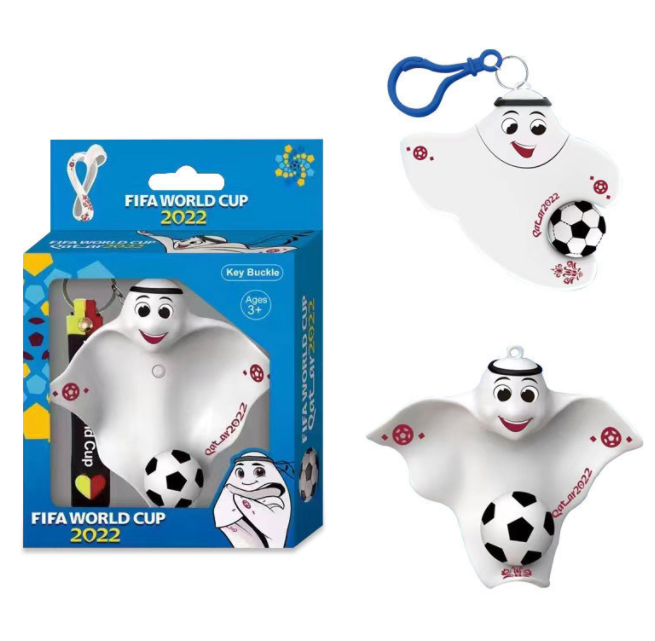 卡塔尔世界杯吉祥物La'eeb 钥匙扣挂件足球玩偶公仔纪念品装饰品